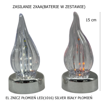 EL ZNICZ PŁOMIEŃ LED(1016) SILVER BIAŁY ZIMNY