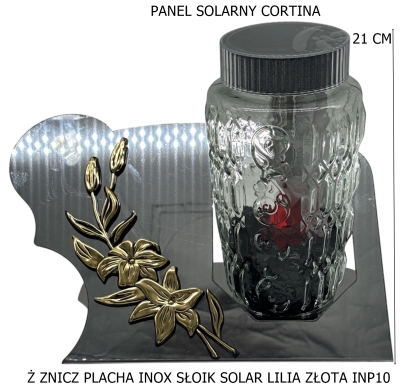 Ż ZNICZ BLACHA INOX SŁOIK SOLAR LILIA ZŁOTA INP10