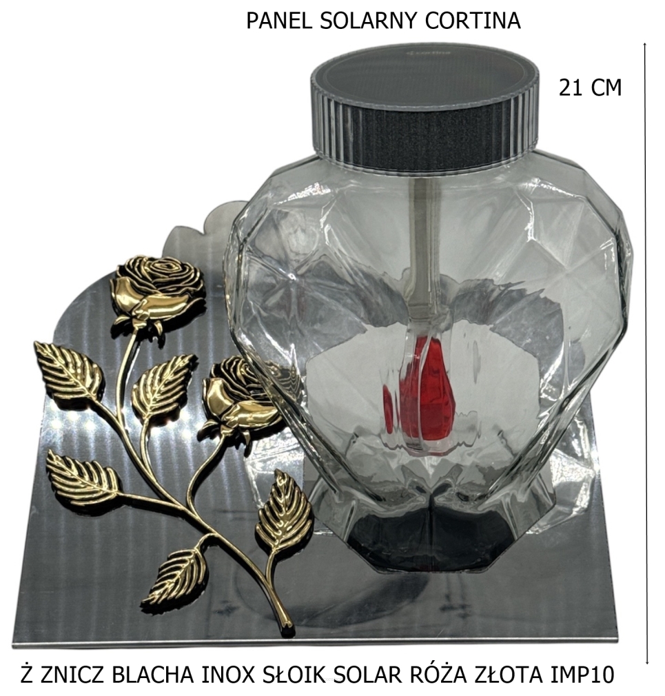 Ż ZNICZ BLACHA INOX SŁOIK SOLAR RÓŻA ZŁOTA INP10