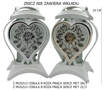 Ż MUSZLO CEBULA B RÓŻA PNĄCA SERCE MET ZŁ
